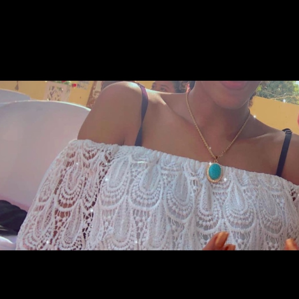 small white patterned top adjustable and barely worn